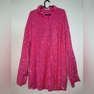 SLA THE LABEL IBIZA SEQUIN MINI SHIRT DRESS